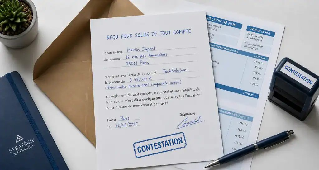 solde de tout compte contestation reçu bureau