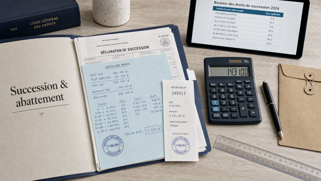 Succession abattement : calcul part taxable