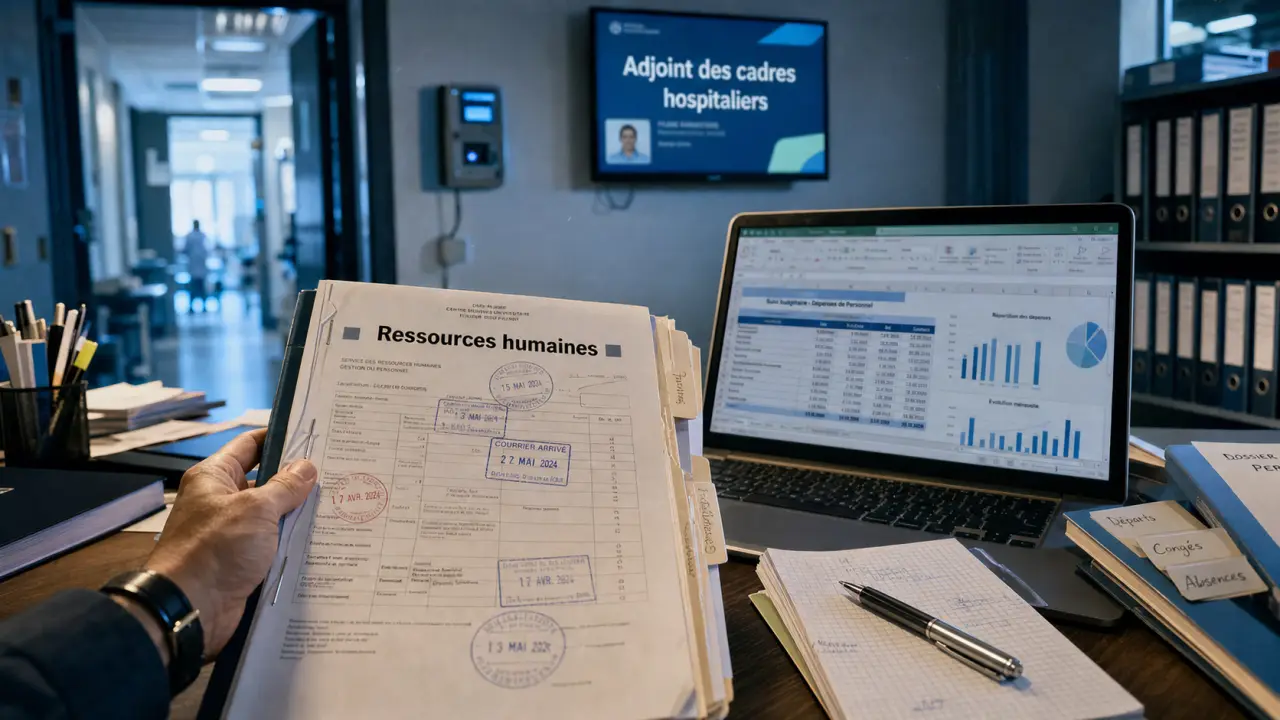 Adjoint cadres hospitaliers : bureau hôpital, dossier RH et suivi budgétaire