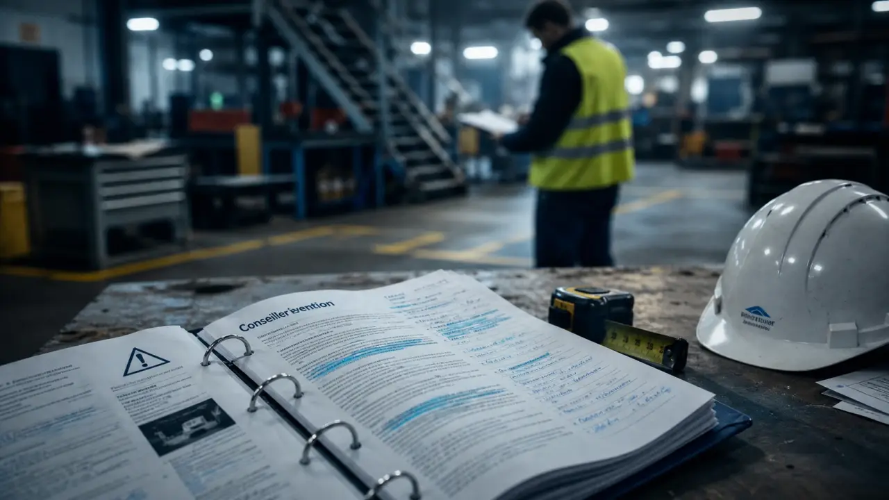 Conseiller prévention : notes sur dossier sécurité au travail, chantier