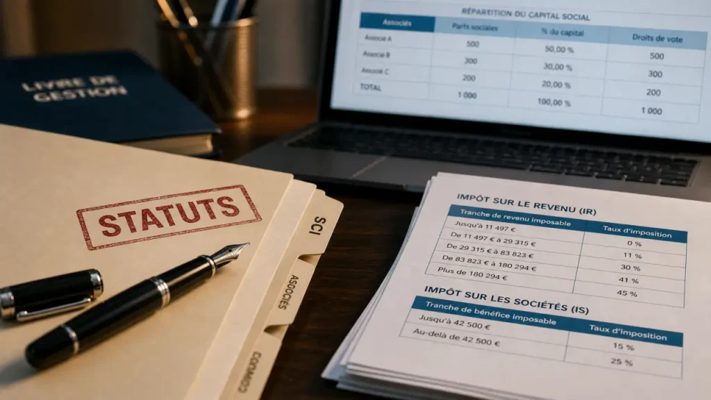 Formation SCI : dossier SCI, fiscalité IR/IS et statuts