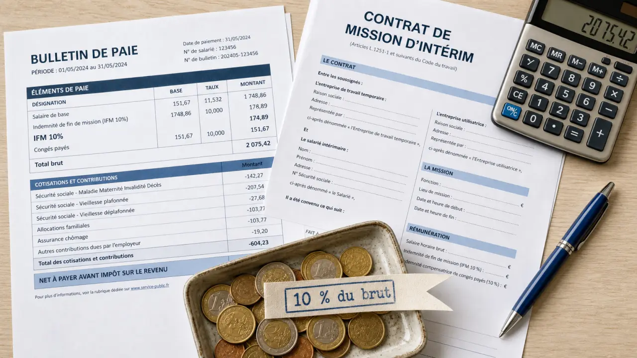 IFM interim : 10% du brut sur fiche de paie, exceptions et contrôles