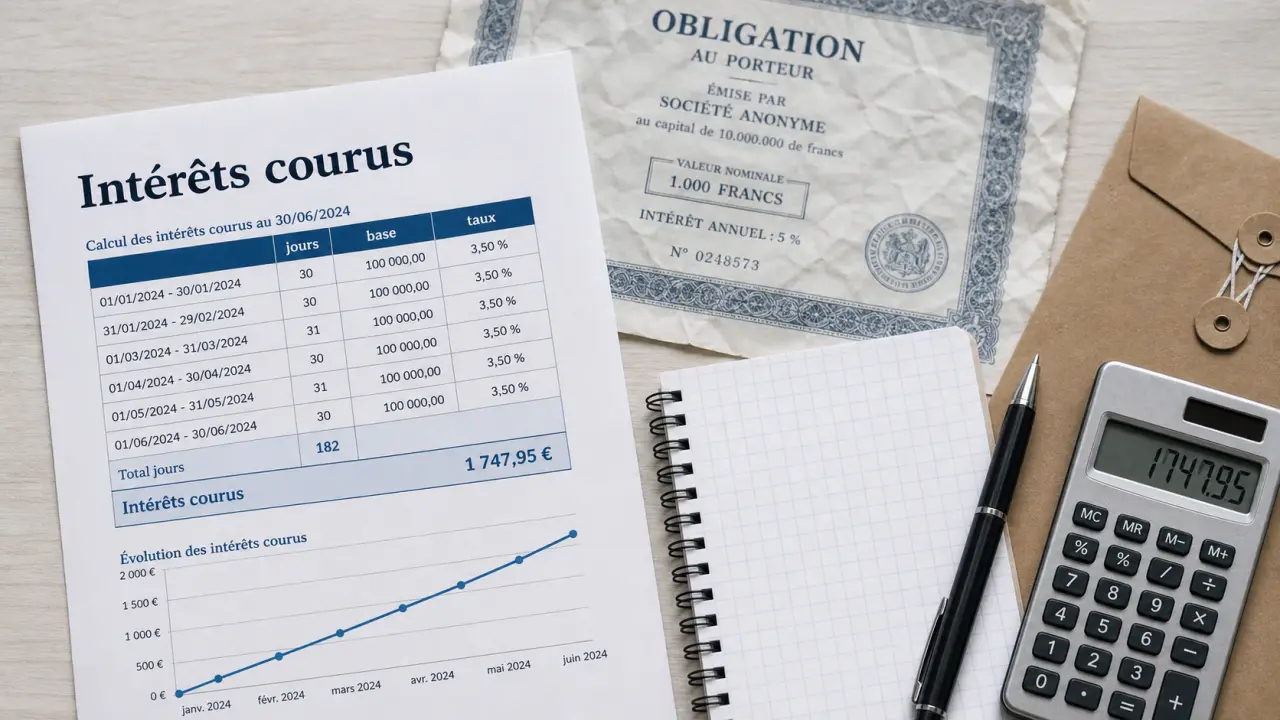 Interet courus : calcul du coupon couru et différence intérêts échus