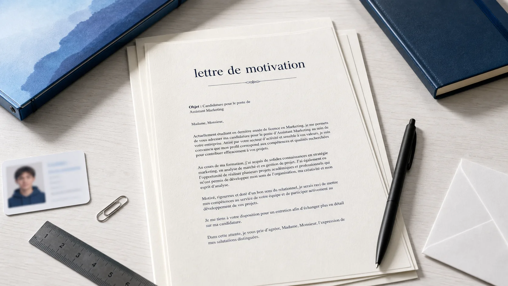 Lettre de motivation etablissement scolaire privé sur papier, en-tête et documents