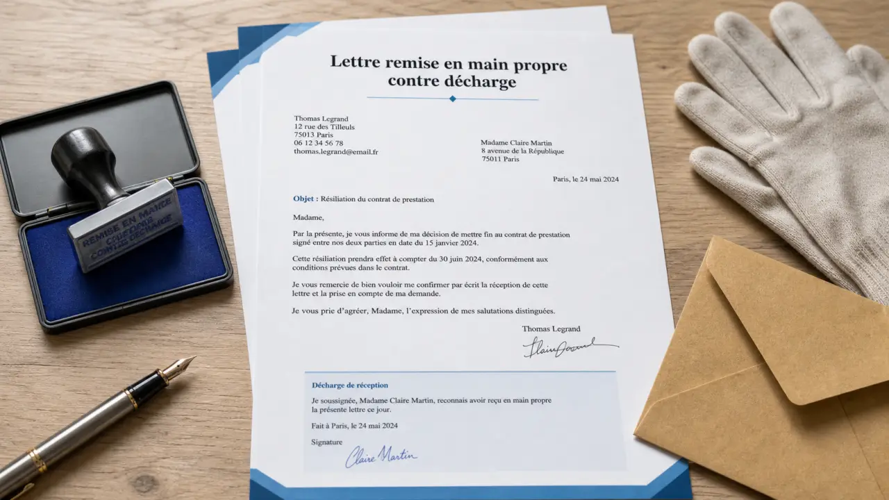 lettre remise en main propre contre décharge avec signature et preuve
