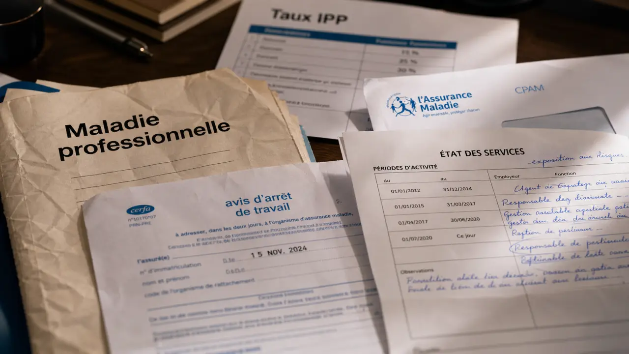 Maladie professionnelle retraite : dossier CPAM, taux IPP et relevé de carrière