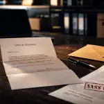 Peut-on demissionner sans préavis ? Lettre de démission et tampon “Sans préavis” sur contrat.