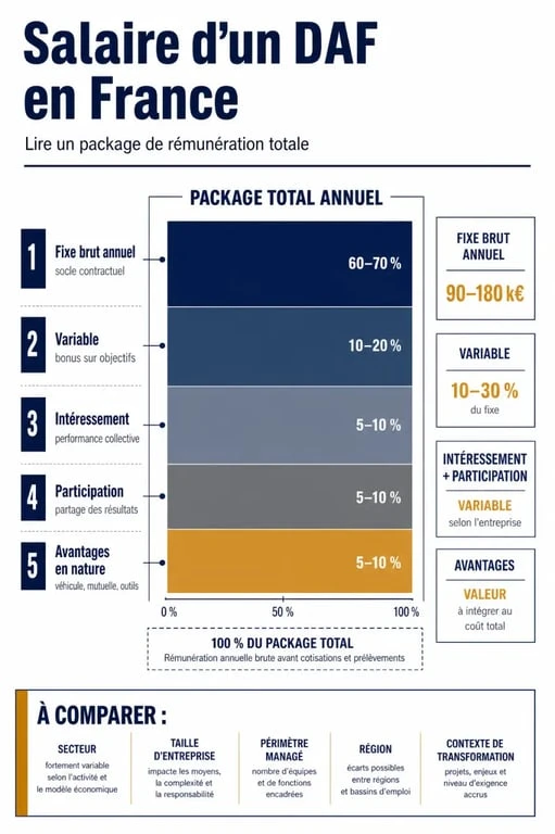 DAF salaire : décomposition du package entre fixe, variable et avantages