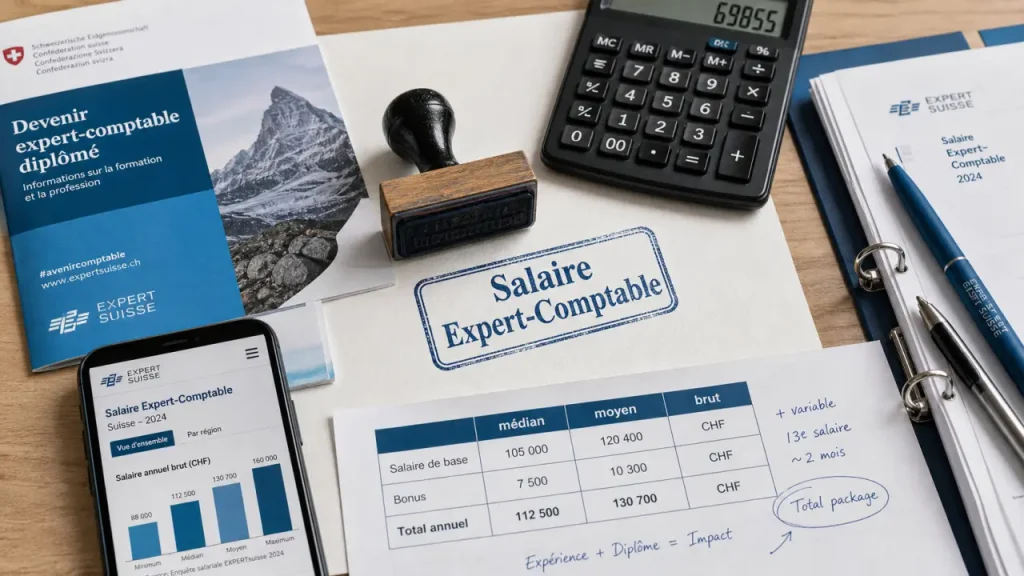 110 000 CHF médian : le salaire d’un expert-comptable en Suisse et les écarts à connaître