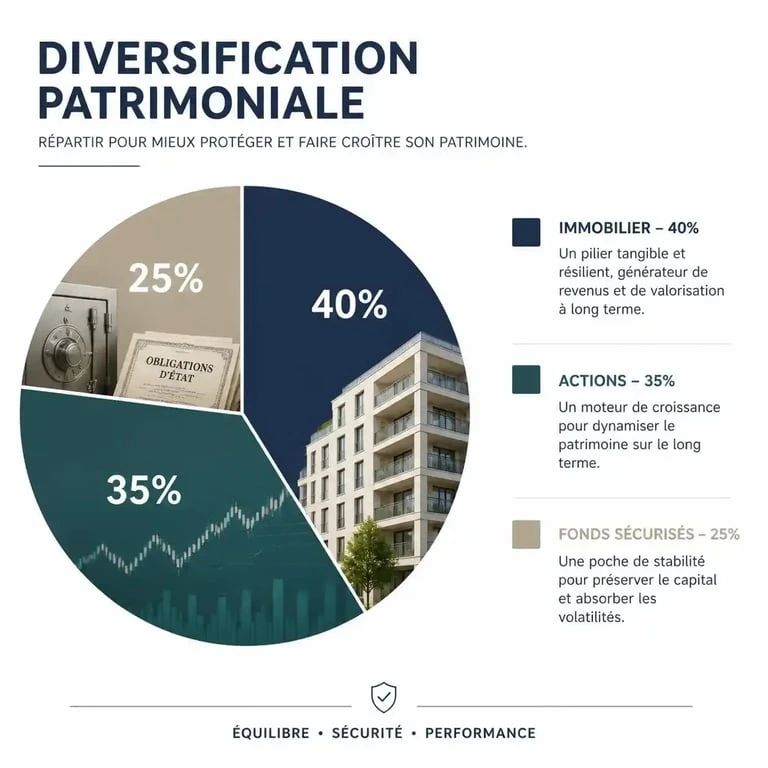 Graphique de diversification pour se constituer un patrimoine