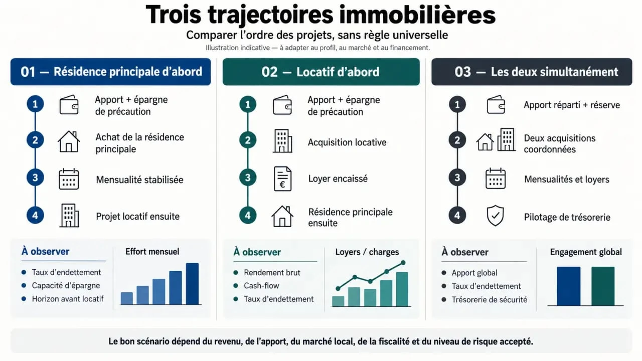 Acheter immobilier avec les appart investissement : comparaison des trois stratégies entre résidence principale et investissement locatif