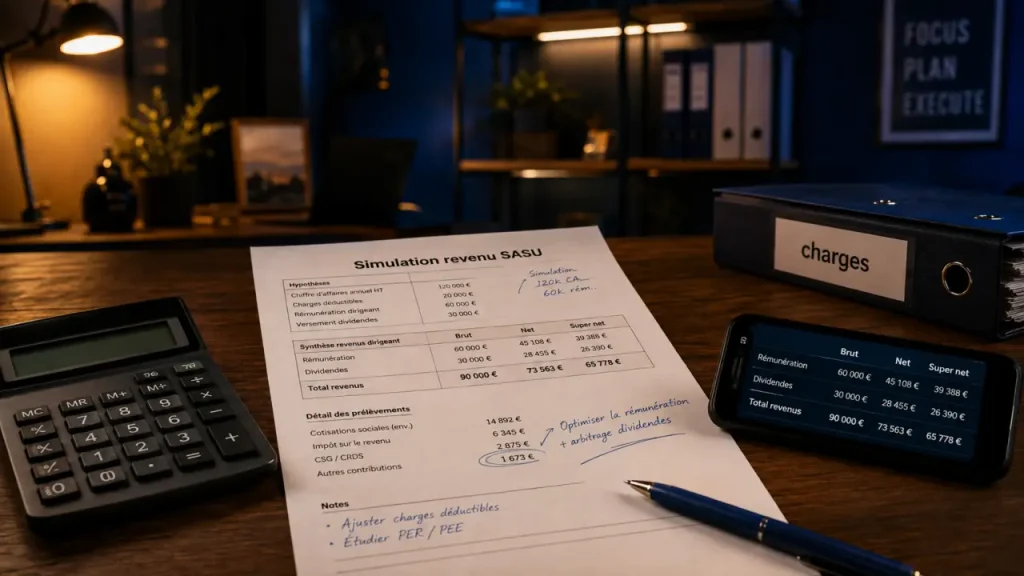 Simulation de revenu SASU : comprendre le net, le super net et les charges sans se tromper