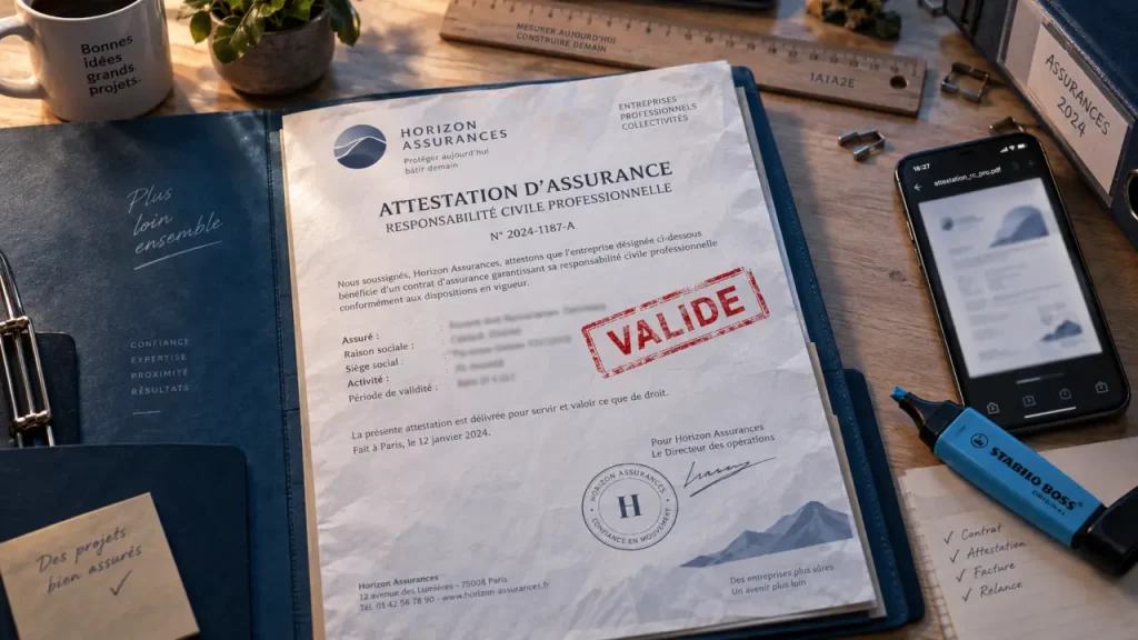 Une attestation d’assurance entreprise se vérifie sur 4 points avant l’envoi